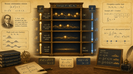 Fock space as sectors with different particle numbers connected by creation and annihilation operators.