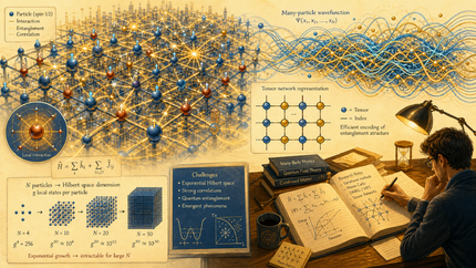 Many interacting particles generate a rapidly growing quantum state space.